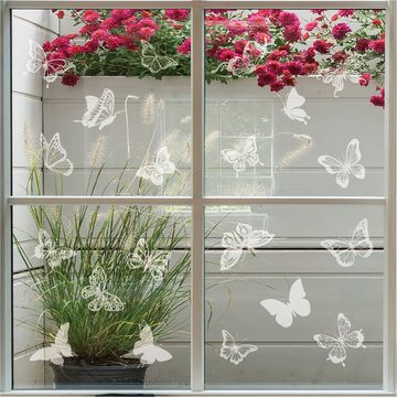 Juoungle Fensterbild 48 Stück Fensterschlagschutz-Aufkleber,Schmetterling,Fensteraufkleber