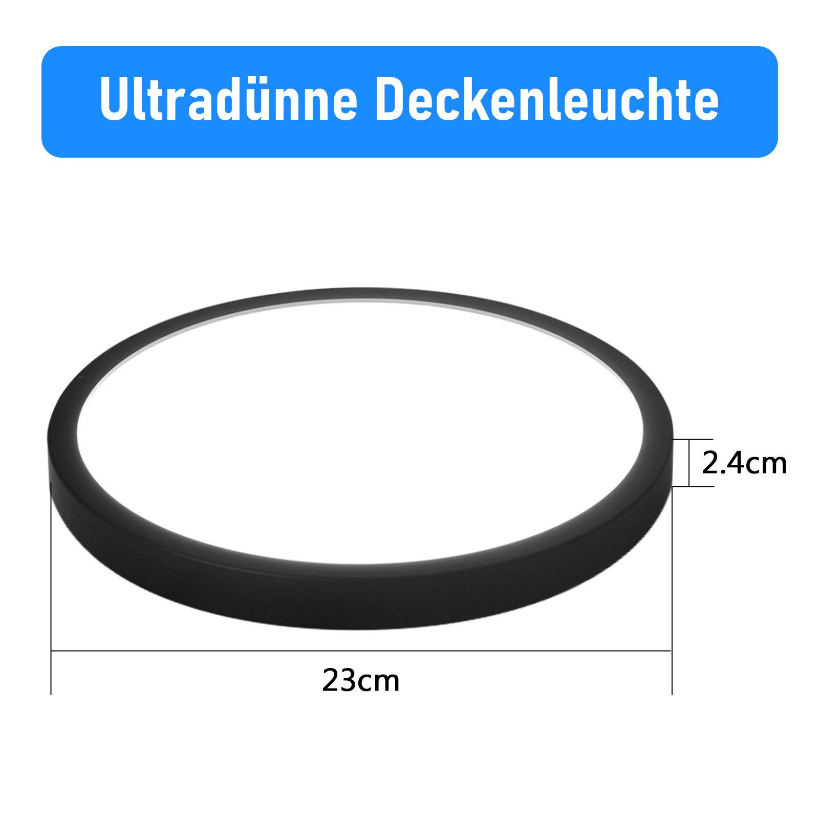 ZMH LED Deckenleuchte Modernes LED-Licht für Wohnzimmer, Schlafzimmer, Flur und Küche, Hochwertige Design, LED fest integriert, Neutralweiß, 18W, 1200lm, 4000K, – Bild 4 von 5
