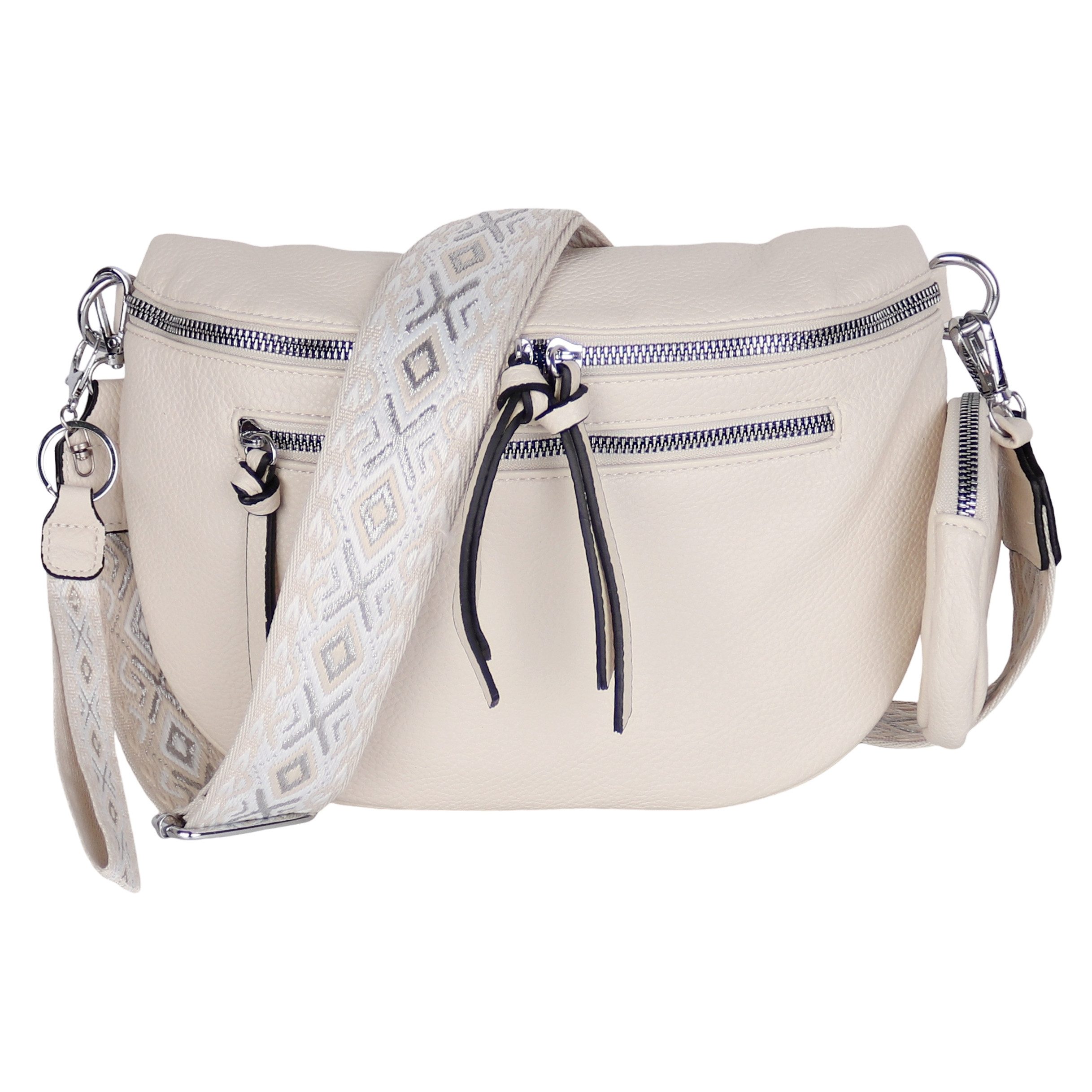 MIRROSI Bauchtasche Damen Taschen, Umhängetasche, Brusttasche, 30x20x9cm Veganes Leder (Schultertasche für jeden Anlass, (dazu 1x Münzbeutel und 1x Schlüsselband), Crossbody Bag, Bohemian gemusterten& verstellbaren Schulterriemen