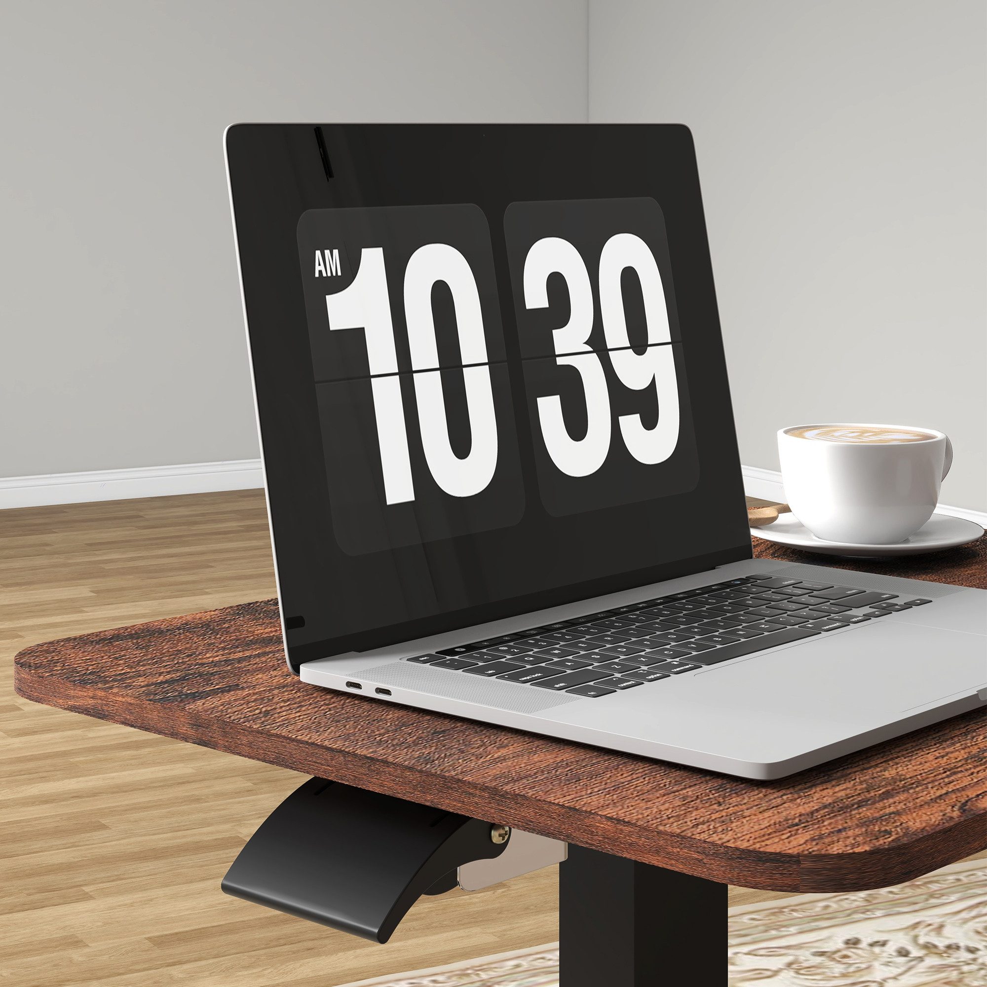 MC Star Laptoptisch Höhenverstellbarer, mit 4 Rollen, 2 Bremsen, 65 cm x 48 cm x 108 cm (mit Handkurbel, Bremse, Spanplatte, Rustikal-Braun)