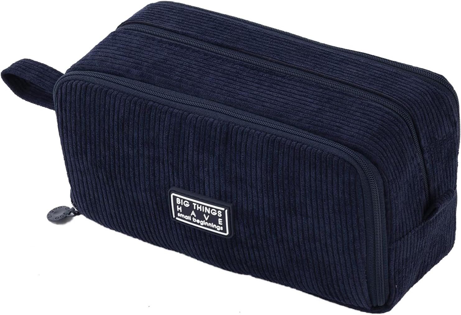 Agger Federmäppchen aus Cord-Stoff Federtaschen Mäppchen mit 3 Fächer Schulmäppchen Große