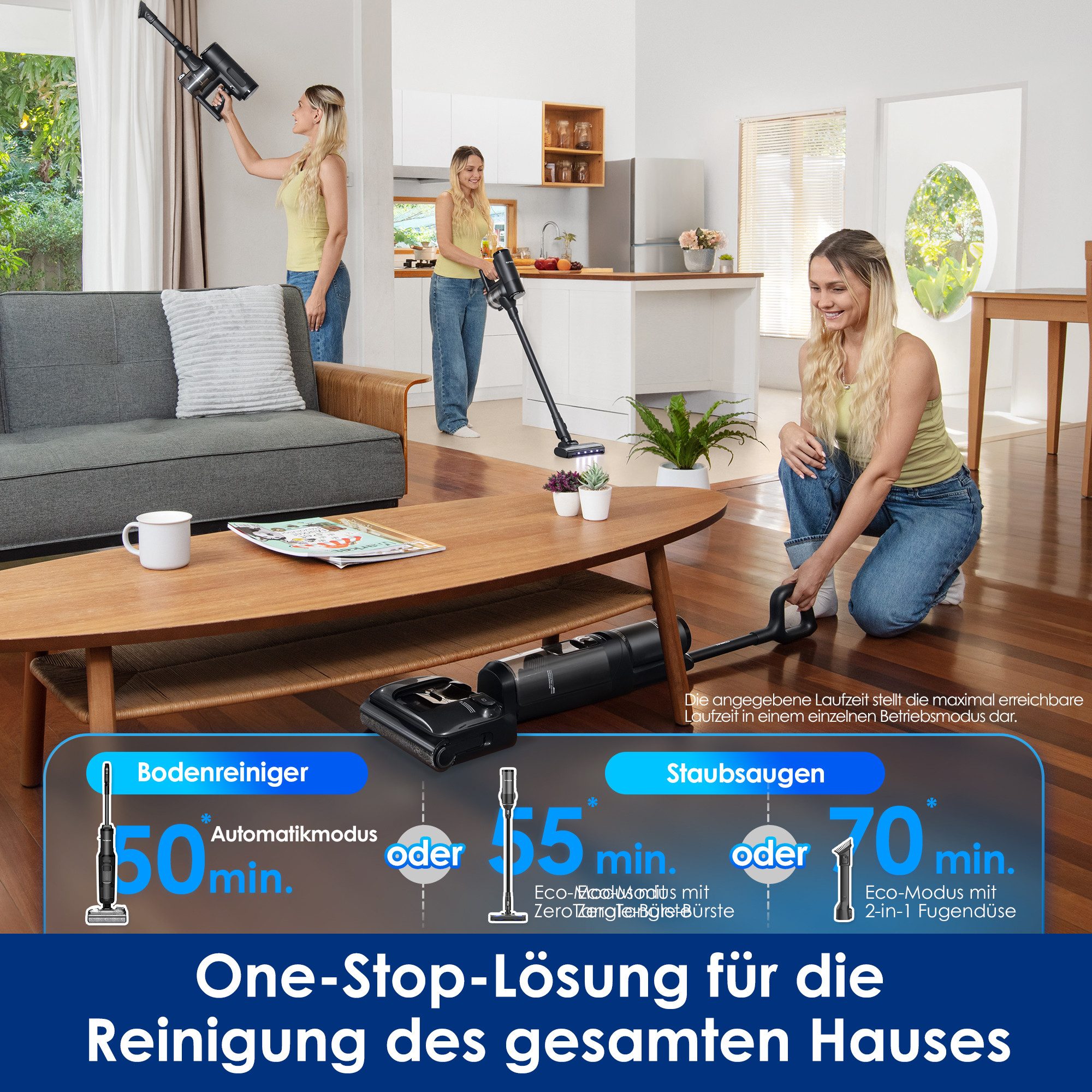 Tineco Nass-Trocken-Sauger FLOOR ONE Switch S7 Stretch Premium, mit 85°Grad Heißluft-Trocknung, 250 W, für Tierhaare & Allergiker, Teppich & Hartboden
