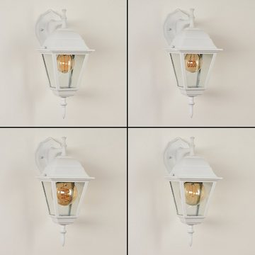 hofstein Außen-Wandleuchte »Quartucciu« klassische Wandlampe aus Metall/Glas in Weiß, ohne Leuchtmittel, Außenleuchte mit Echtglasscheiben, E27, IP44