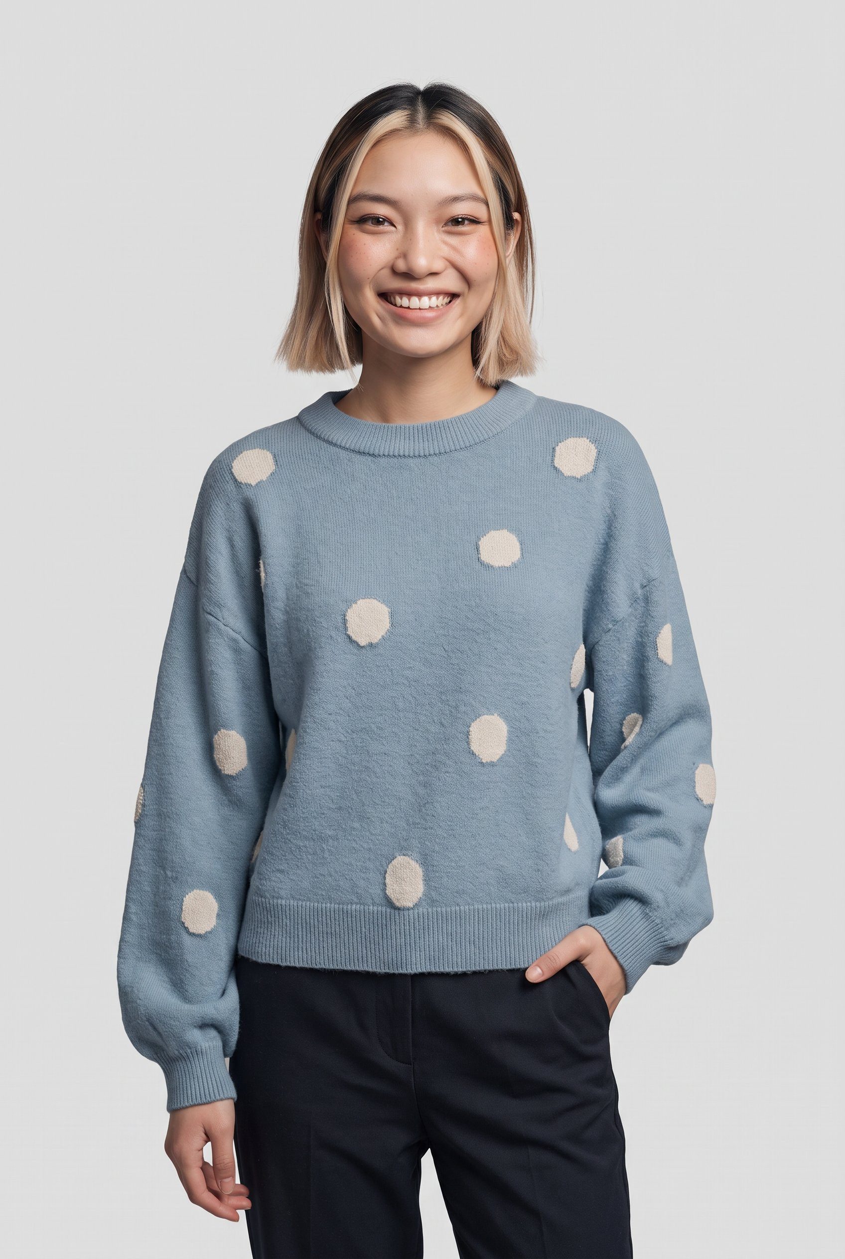 ONLY Strickpullover ONLRICA LS DETAIL O-NECK CC KNT Materialmix, regular fit