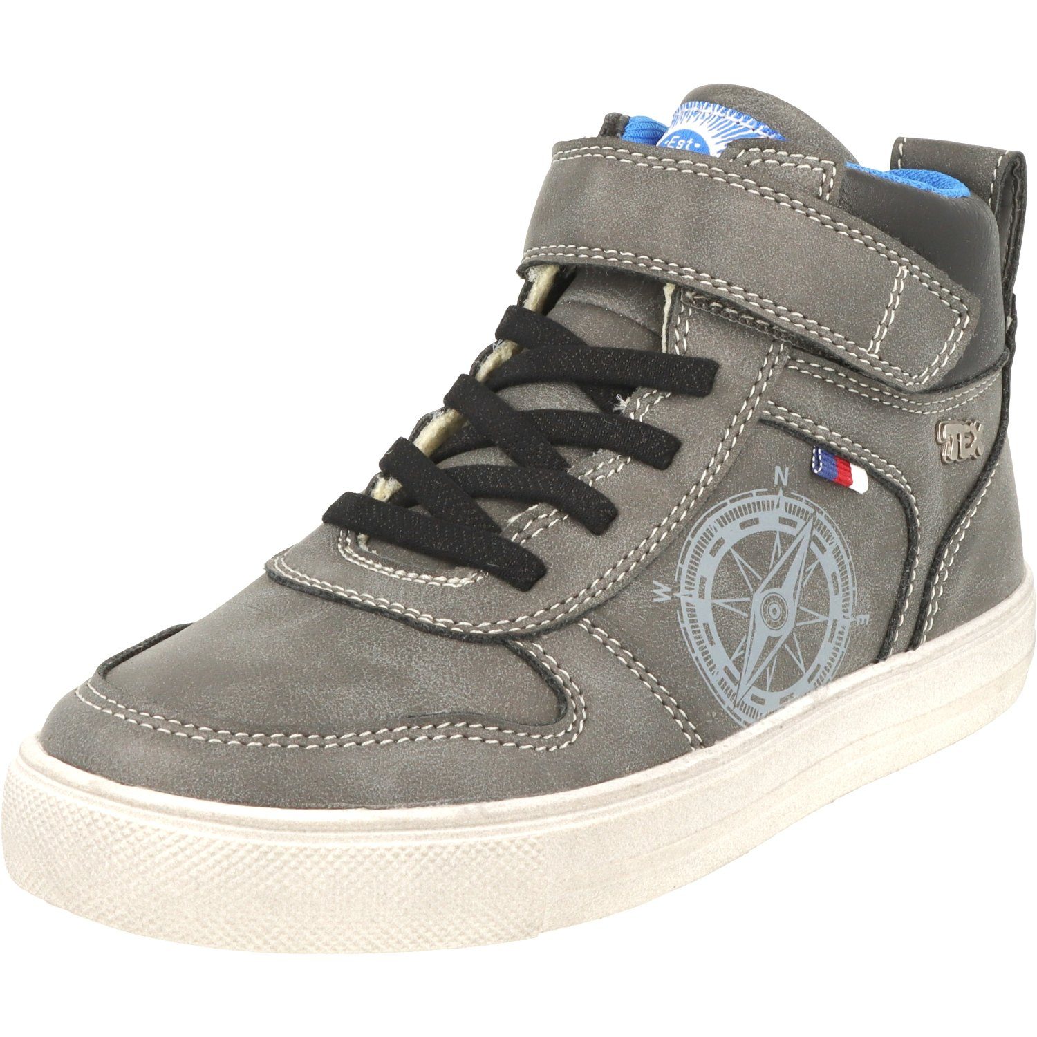 Indigo Jungen Schuhe 451-074 Schnürschuhe Hi-Top Sneaker Wasserabweisend Dk.Grey | Sneaker high