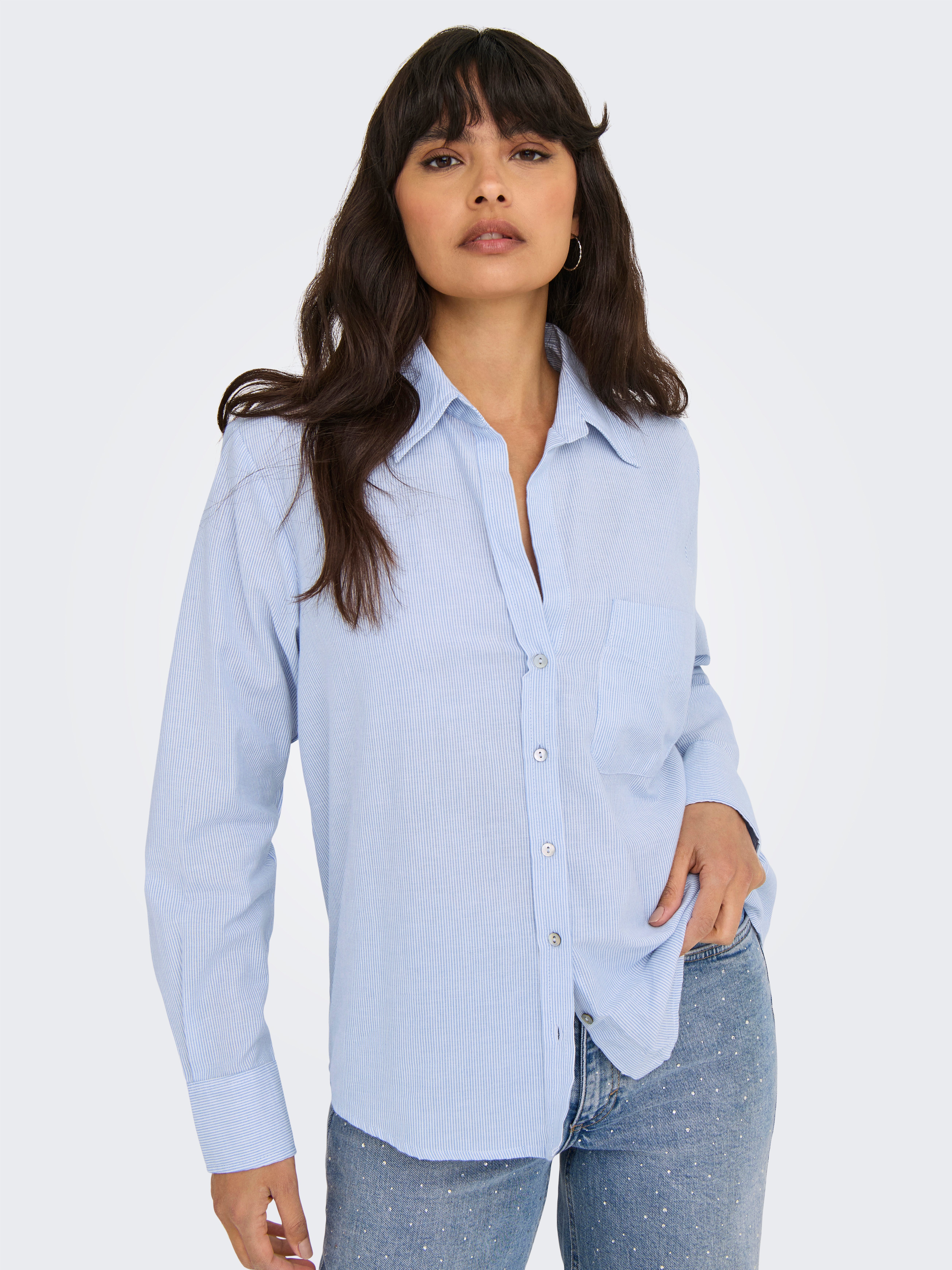 ONLY Hemdbluse ONLALINA LIFE L/S STRIPE SHIRT WVN günstig online kaufen