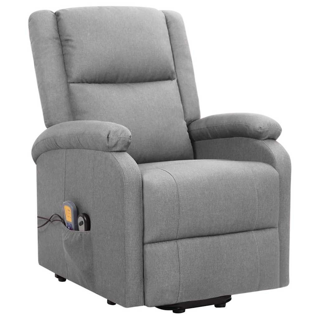 vidaXL Massagesessel Massagesessel mit Aufstehhilfe Hellgrau Stoff (1-St)