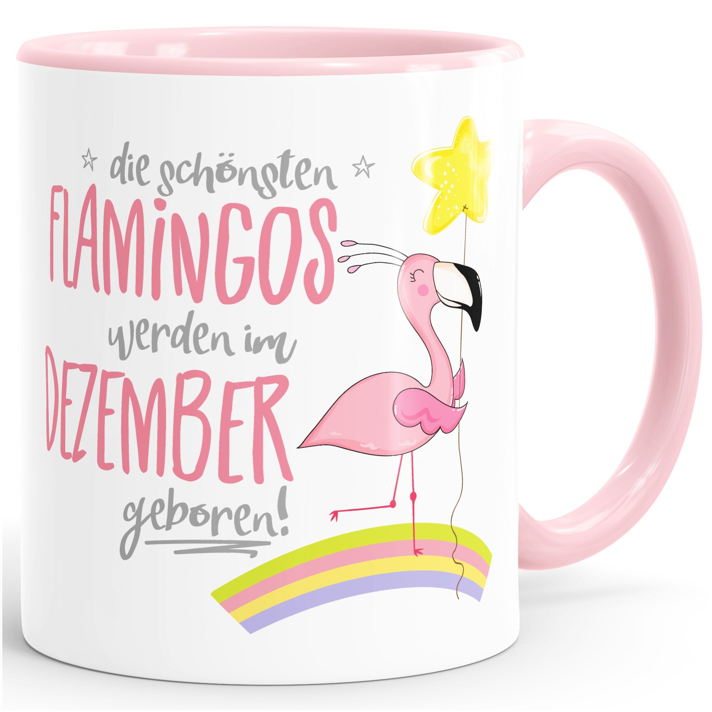 MoonWorks Tasse Geschenk-Tasse die schönsten Flamingos werden im Dezember geboren, Keramik