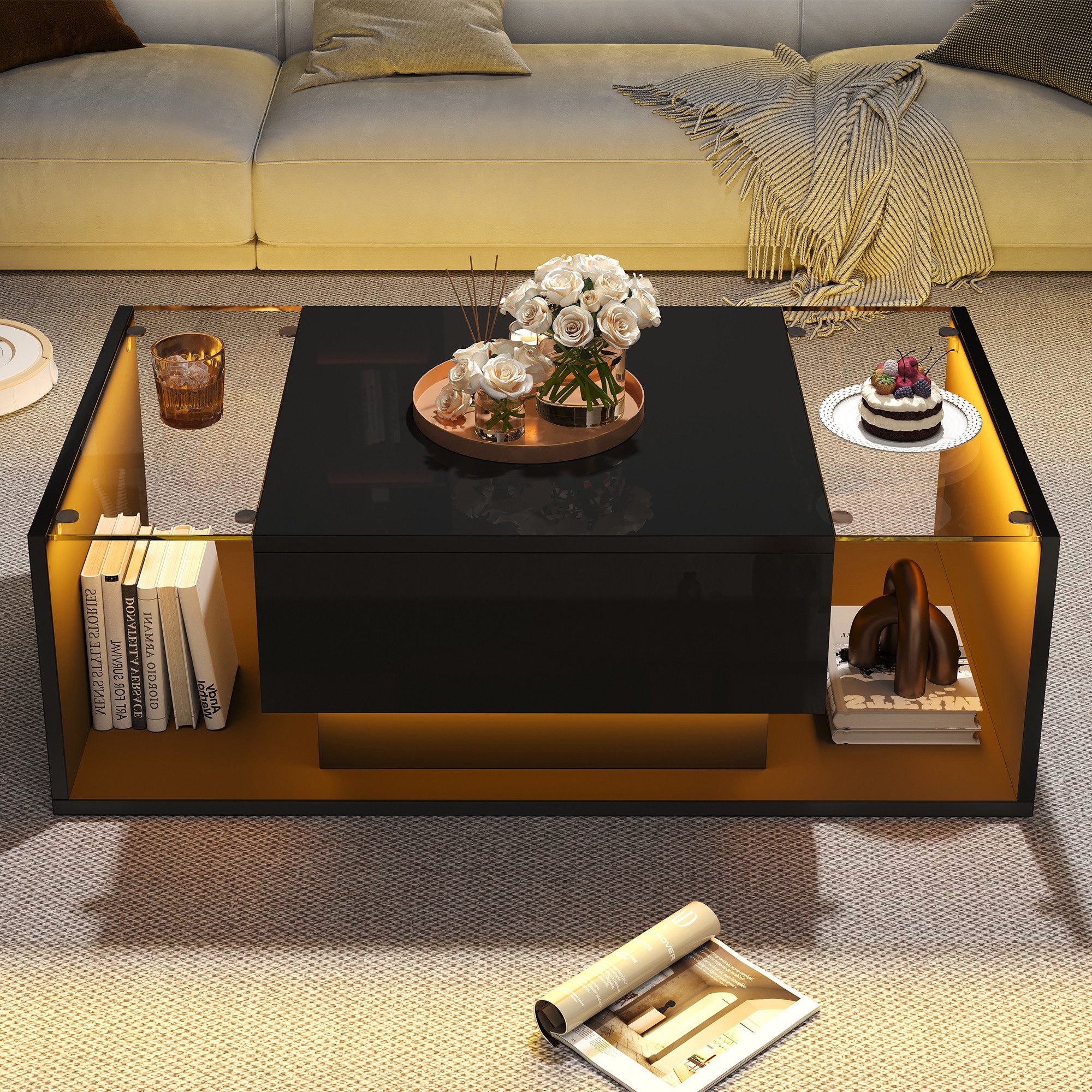 OKWISH Couchtisch Beistelltisch aus gehärtetem Glas günstig online kaufen