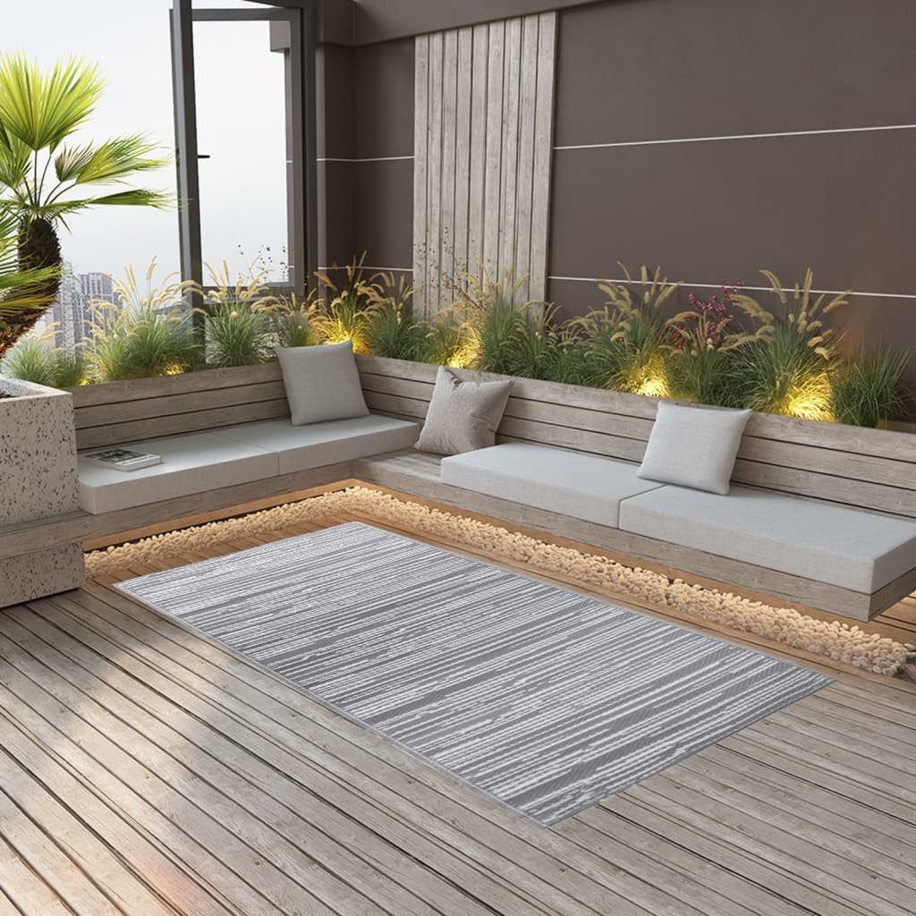 vidaXL Outdoorteppich 160 x 230 cm Teppich Terrasse Camping Outdoor draußen Vorzelt Grau 160, Höhe: 230 mm