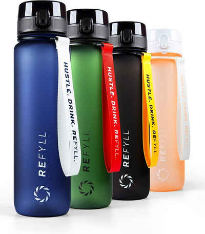 REFYLL Trinkflasche Sport-Trinkflasche 1L "Go" Mit Fruchteinsatz, BPA-Frei, Soft Touch, Tritan I Fitness Trinkflasche I Wasserflasche für Sport