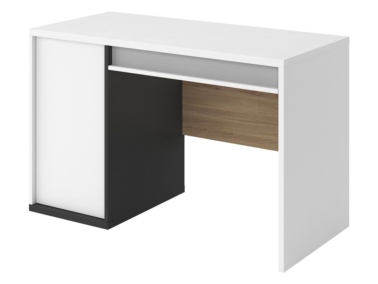 MIRJAN24 Schreibtisch Imola 1D1S IM09 (mit Drehtür und Schublade), Holzgriffe, Modern Stil, 120x56x77 cm
