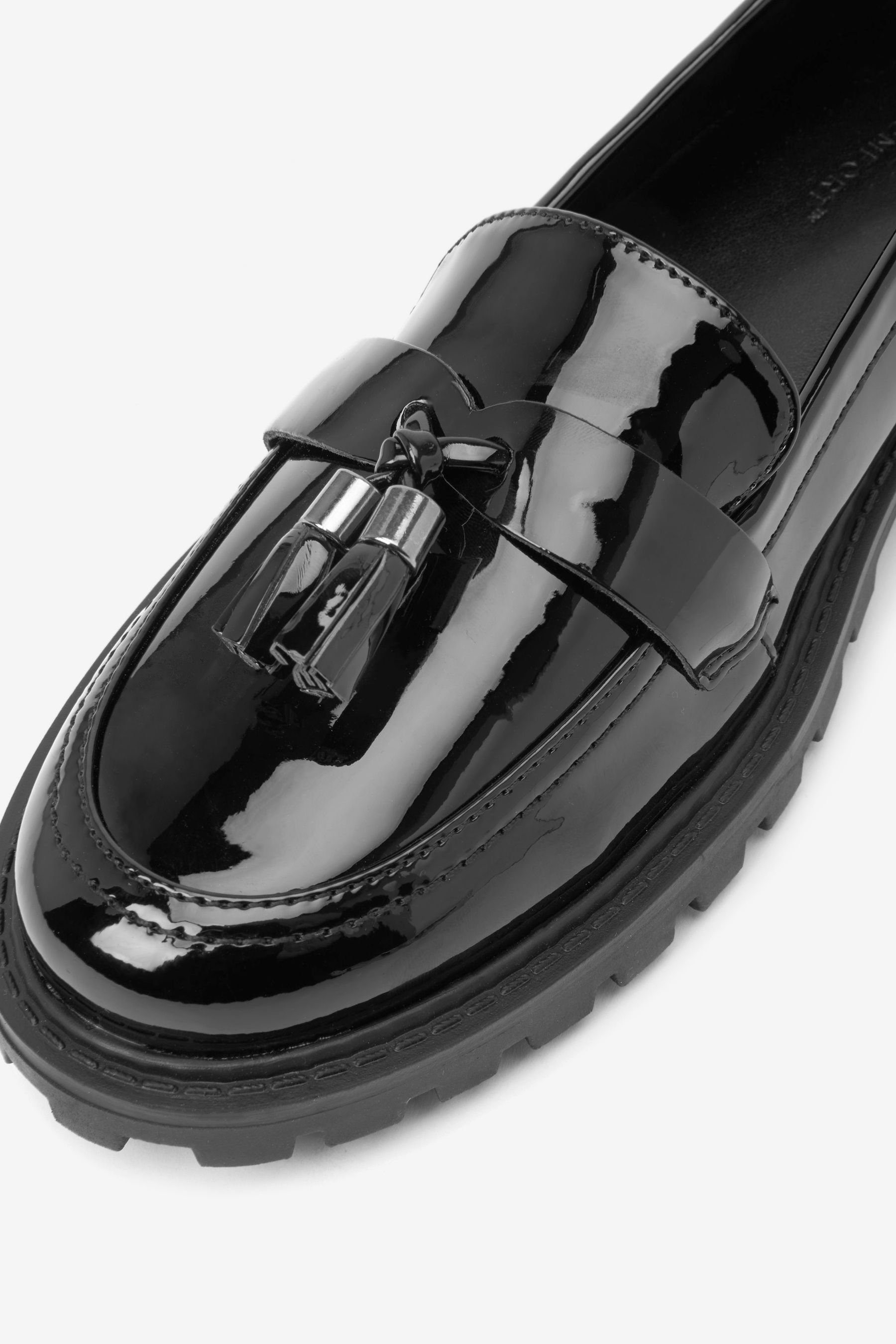 Black Next Forever Patent –Extraweit aus Comfort (1-tlg) Lack Loafer Quastenslipper