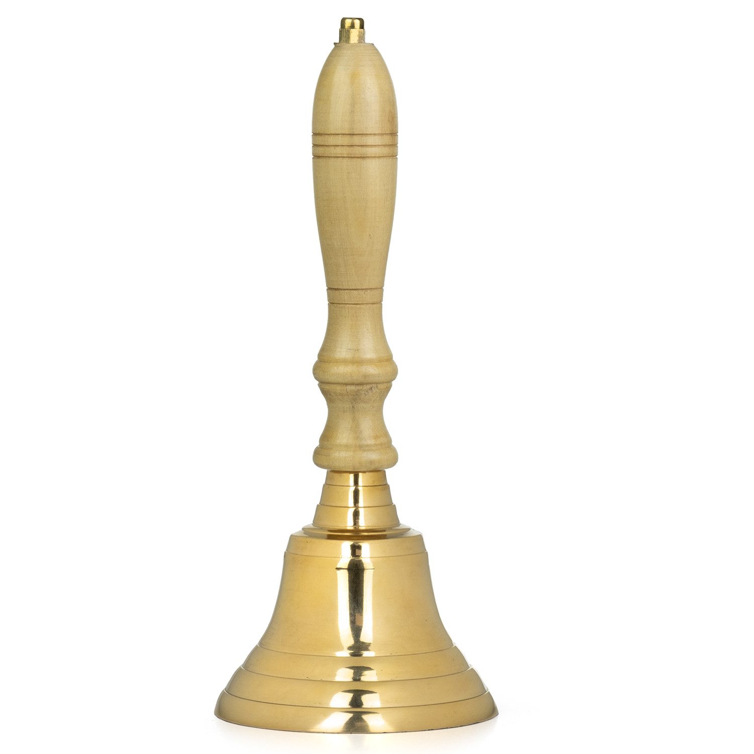 Moritz Glocke Tischglocke Messing mit Holzgriff 29 cm Retro Design, Bronzefiguren Bronze Skulptur Figur Kunstwerk Dekoration Statue