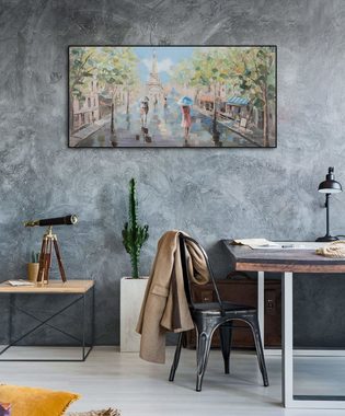 KUNSTLOFT Gemälde Frühling in Paris 120x60 cm, Leinwandbild 100% HANDGEMALT Wandbild Wohnzimmer