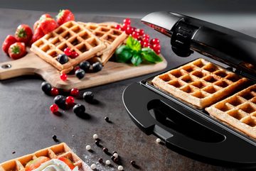 bestron Waffeleisen ASW401BL, 700 W, im Retro Design, inkl. Backampel & automatischer Temperaturkontrolle