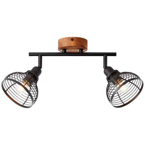 Brilliant Deckenleuchte Avia, Lampe, Avia Spotrohr 2flg schwarz/holzfarbend, Metall/Holz, 2x D45, E1