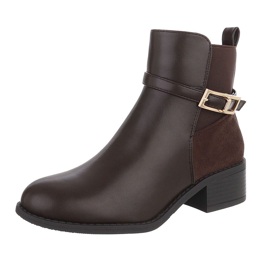 Ital-Design Damen Stiefelette mit Blockabsatz und Schnalle Stiefelette (92355247) Blockabsatz Chelsea Boots in Braun von Ital-Design