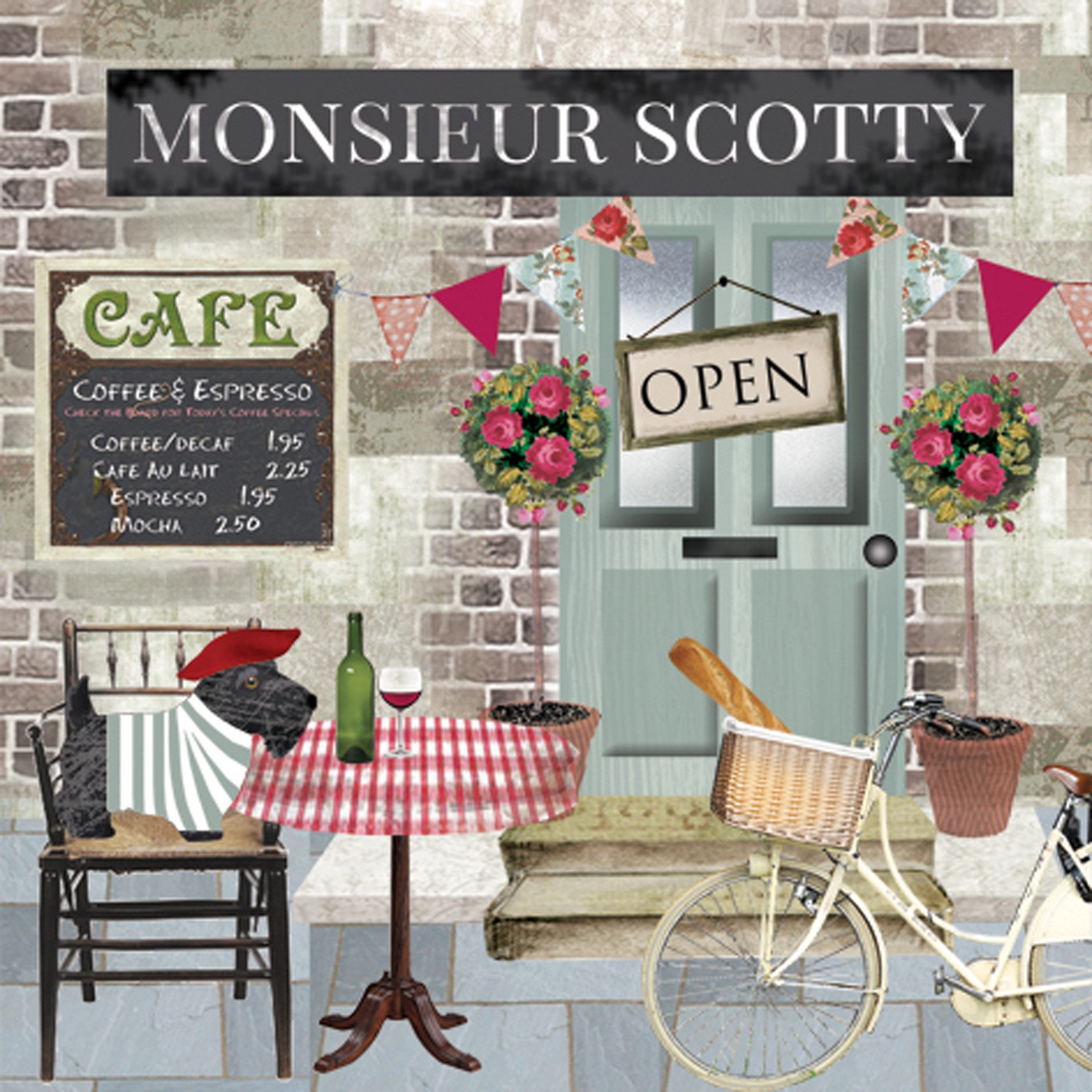 ti-flair Papierserviette, Servietten Papier 33x33cm 3-lagig Cafe in Frankreich Motiv 20 Stück