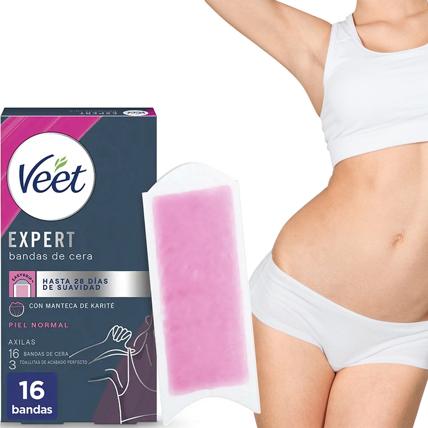Veet Kaltwachsstreifen Veet Expert Wachsstreifen zur Achselenthaarung 16 Stück, Wachsstreifen, 16 Wachsstreifen und 2 Pflegetücher, für schnelle und unkomplizierte Haarentfernung zu Hause