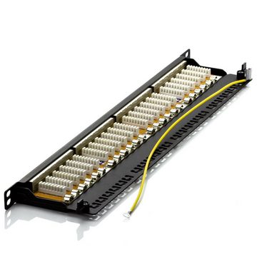 deleyCON deleyCON CAT6 0,5HE Patchpanel Verteilerfeld 24 Port Rackeinbau Netzwerk-Patch-Panel