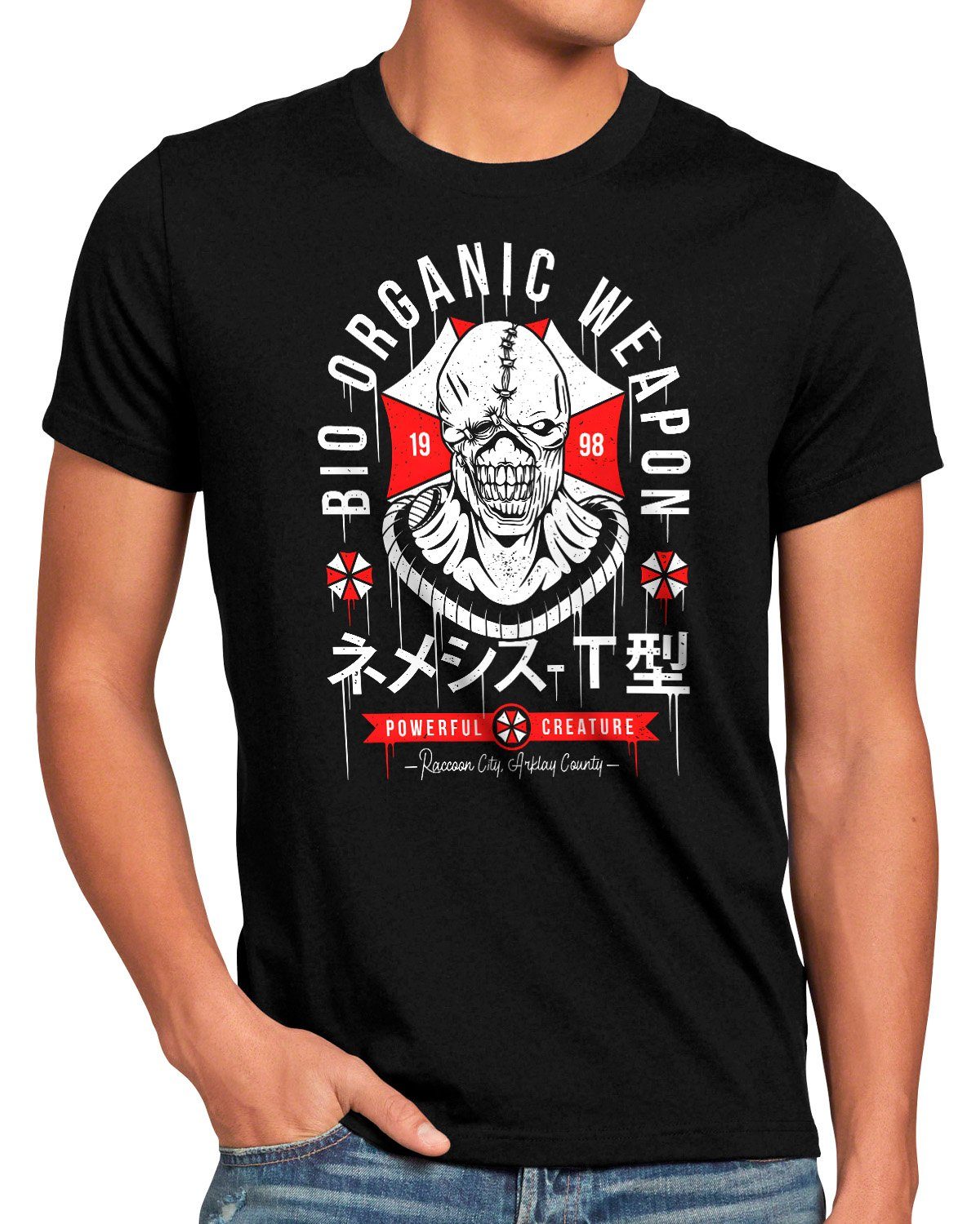 zombie T-Shirt Print-Shirt Bioweapon corp evil resident style3 umbrella virus Herren