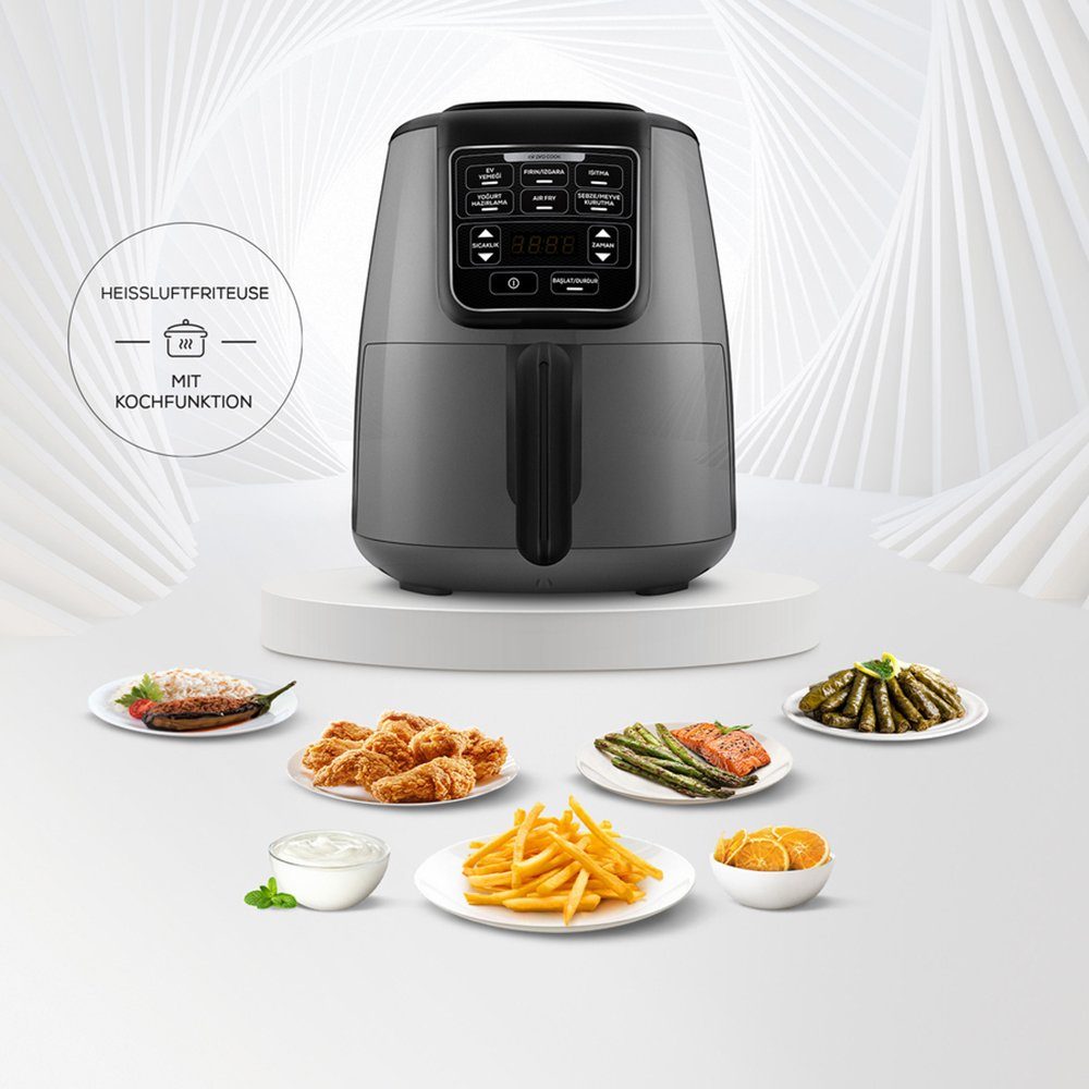 Karaca Heißluftfritteuse Karaca Air Cook XL 2 in 1 Airfryer Heißluftfritteuse Fritteuse 4L, 1550W