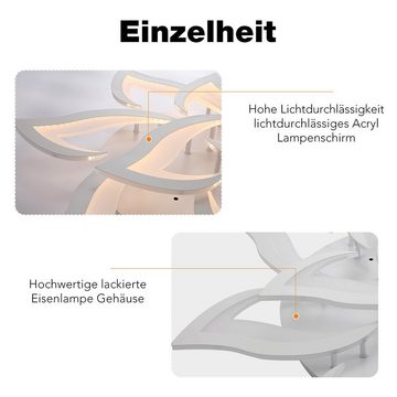 LETGOSPT Deckenleuchte 60W LED Deckenleuchte Dimmbar Deckenbeleuchtung, mit Fernbedienung, LED fest integriert, Kaltweiß, Naturweiß, Warmweiß, mit Fernbedienung Farbwechsel, Acryl-Schirm Weiß Kronleuchter Lampe