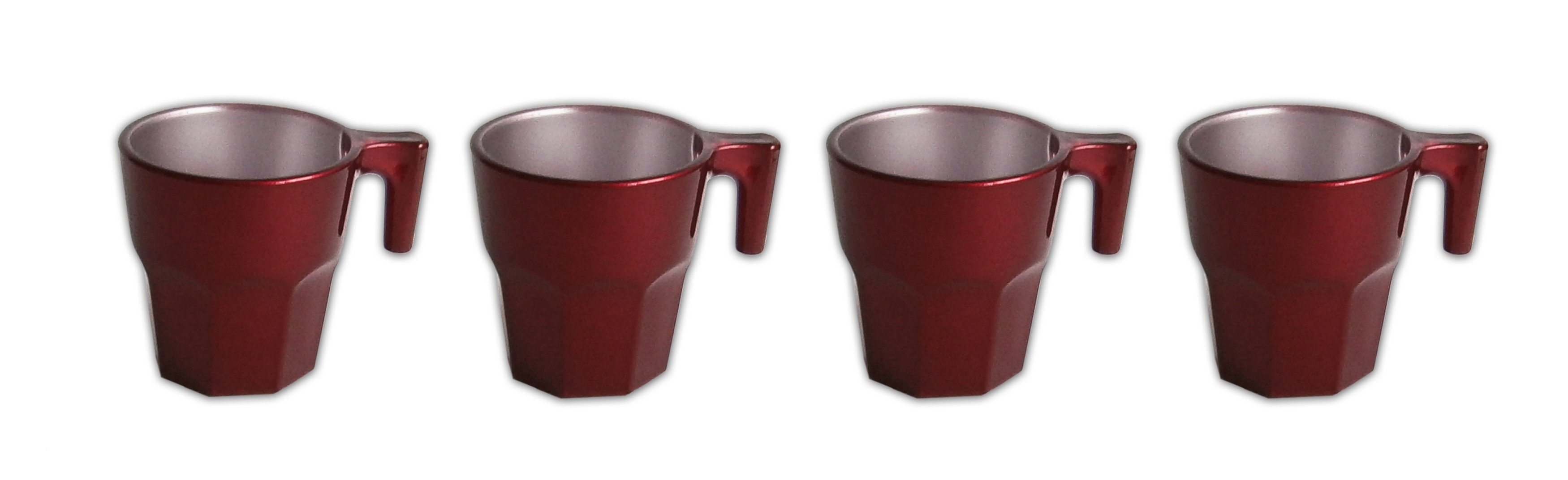 50 Henkel Kaffeebecher KAFFEETASSE mit Metallic Casablanca Becher Tee Tasse Tasse 4x (Dunkelrot-Metallic), Glas