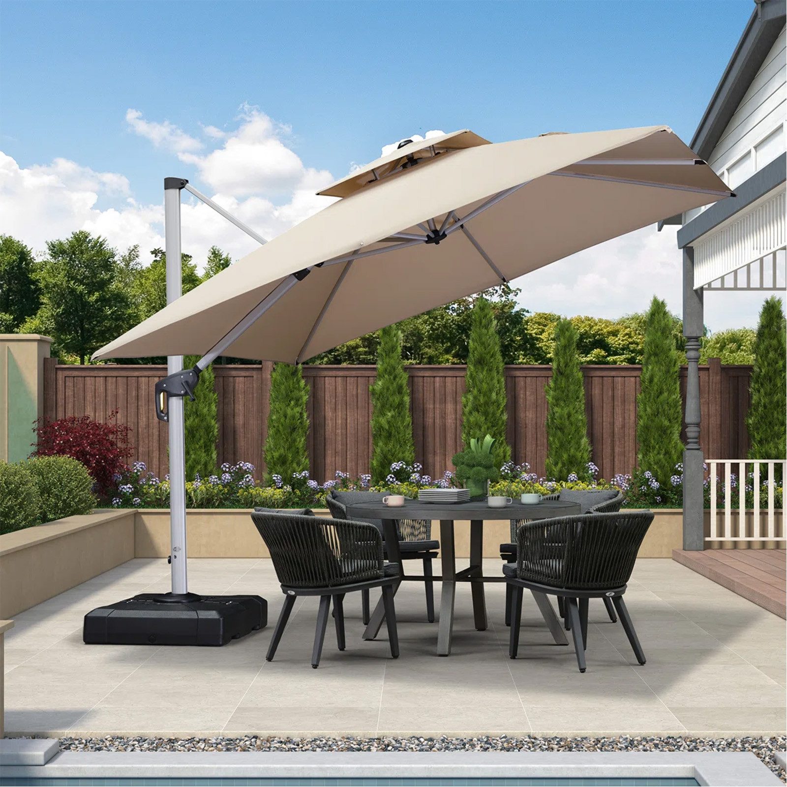 PURPLE LEAF Sonnenschirm Quadratischer Außenbereich Alu günstig online kaufen