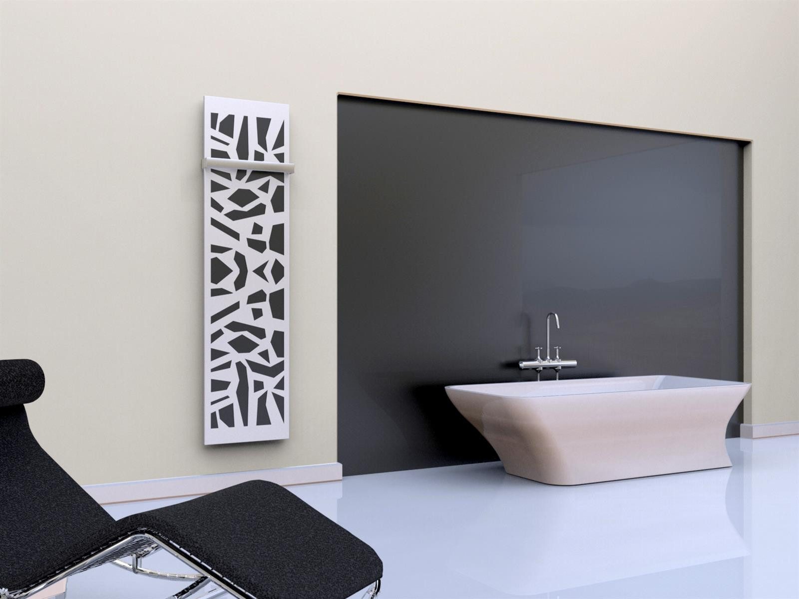 Szagato Badheizkörper BADHEIZKÖRPER Design Mosaik 3 180x47cm 1118 Watt weiß (1 Halter 50mm), 5 Jahre Garantie, Made in Germany