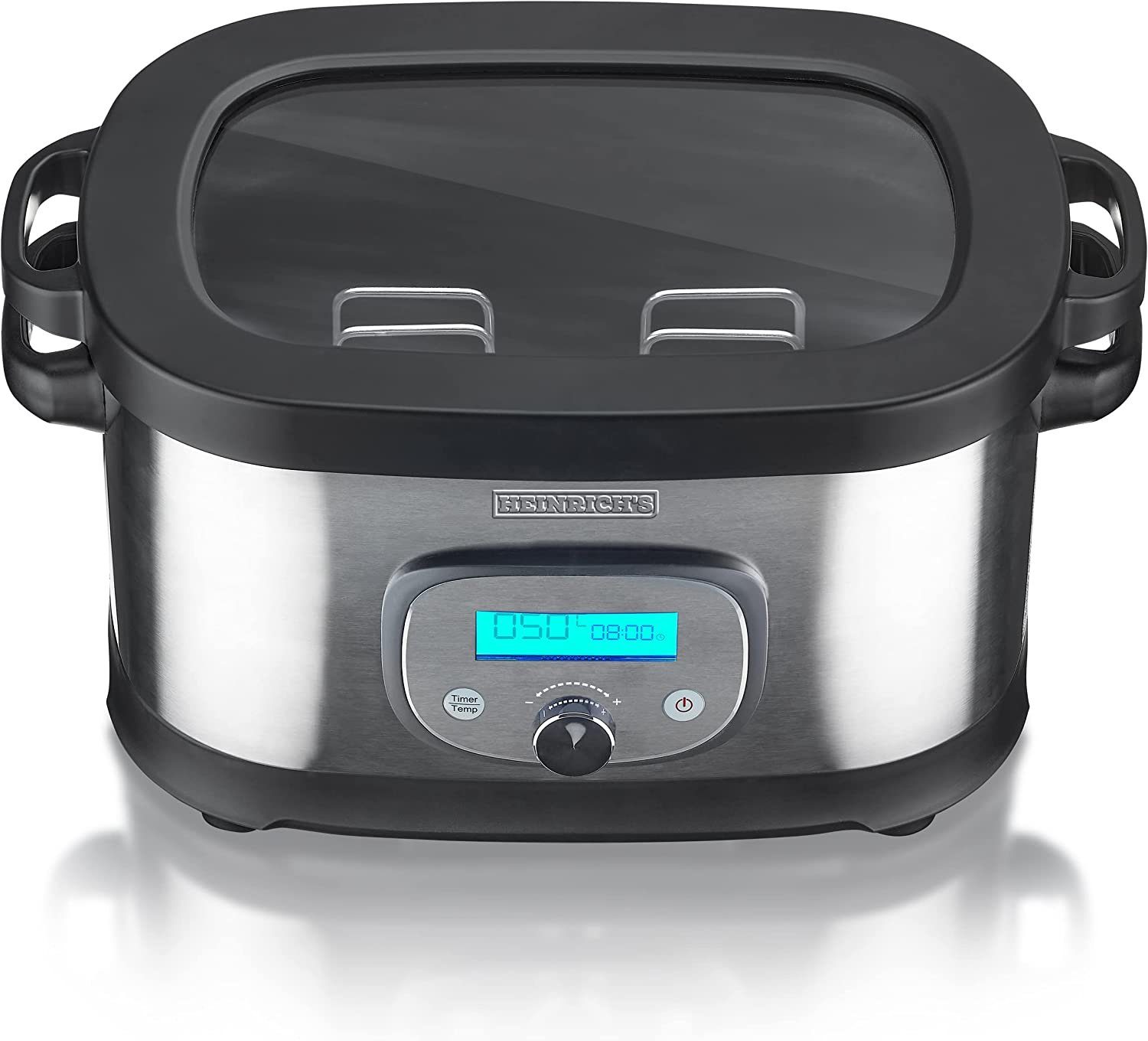 Heinrich´s Sous-Vide Garer HSG 8411, 45 °C –90 °C in 1°C-Schritten LCD-DISPLAY, Edelstahl-gebürstet/schwarz