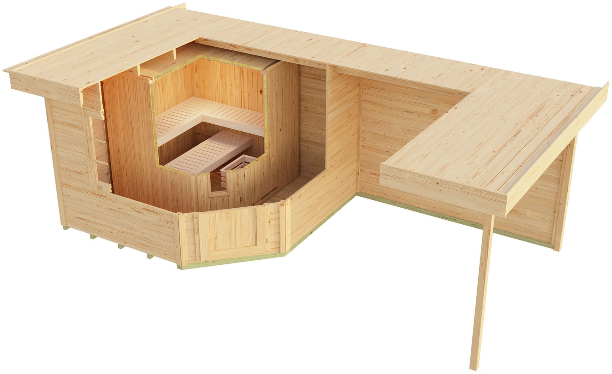 weka Saunahaus SALO 2, BxTxH: 646 x 338 x 237 cm, 28 mm, inkl. hochwertiger Elementsauna