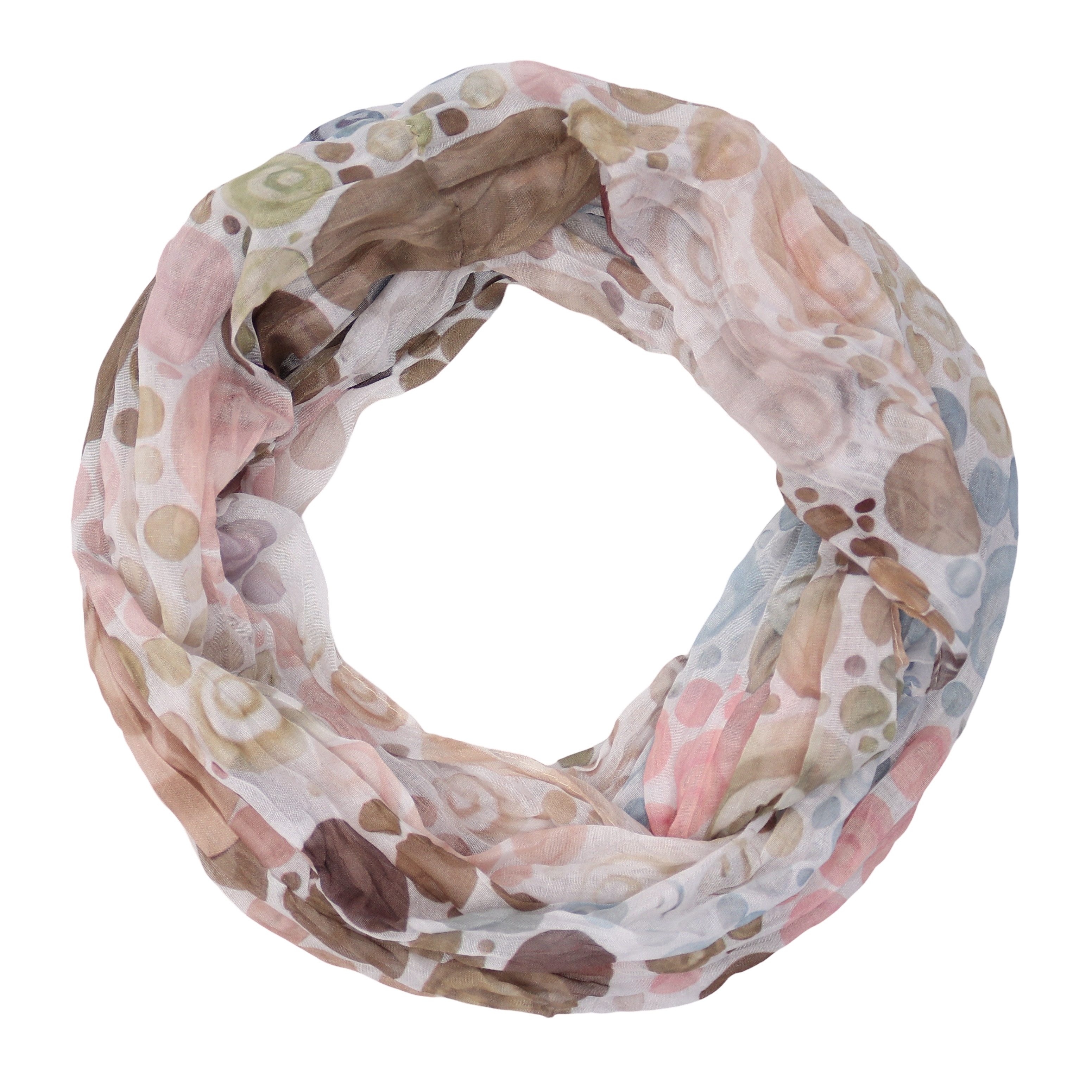 MIRROSI Loop Damen Schal mit Kreis-Muster Weich, (zweimal um den Hals wickelbar, ca.45x75cm), Damen Halstuch ideal für Frühling, Sommer oder Herbst