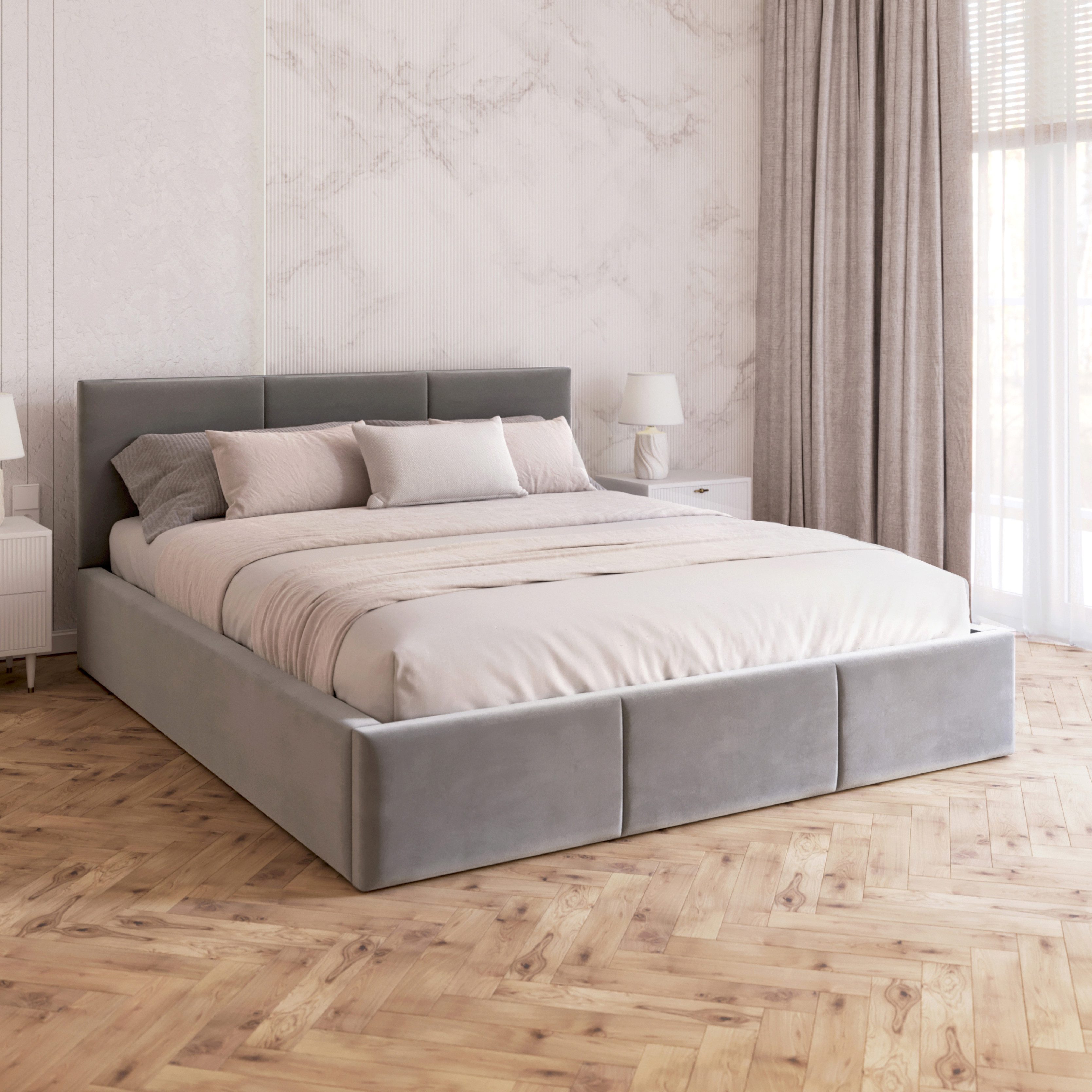 FDM Polsterbett AMBER modern mit Bettkasten MADE IN EU - mit Trinity Velour günstig online kaufen