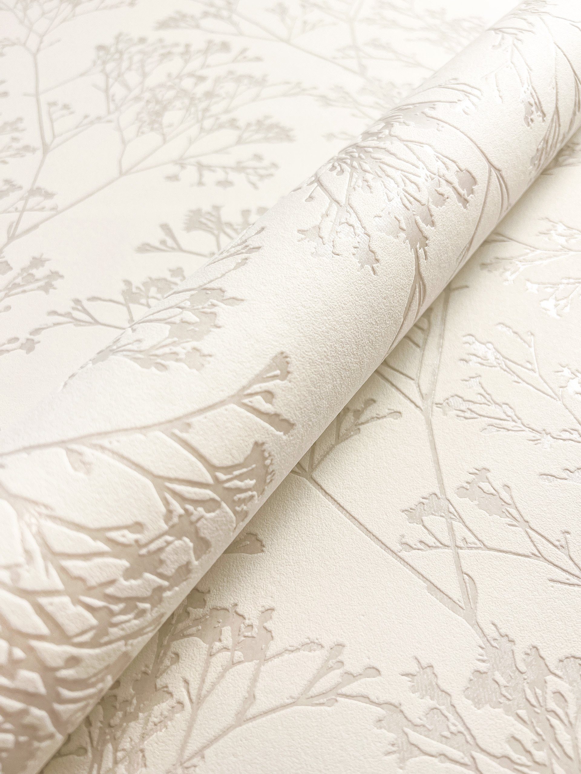 Newroom Vliestapete, Creme Tapete Floral Äste - Ästetapete Blumentapete Nat günstig online kaufen