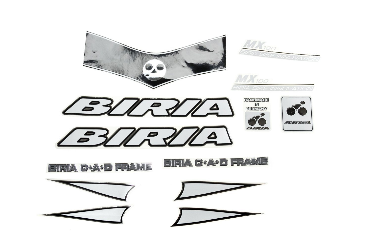 Fahrradrahmen Fahrrad DEKOR Satz BIRIA MX100 Frame Rahmen Decal Sticker Schwarz/Silb