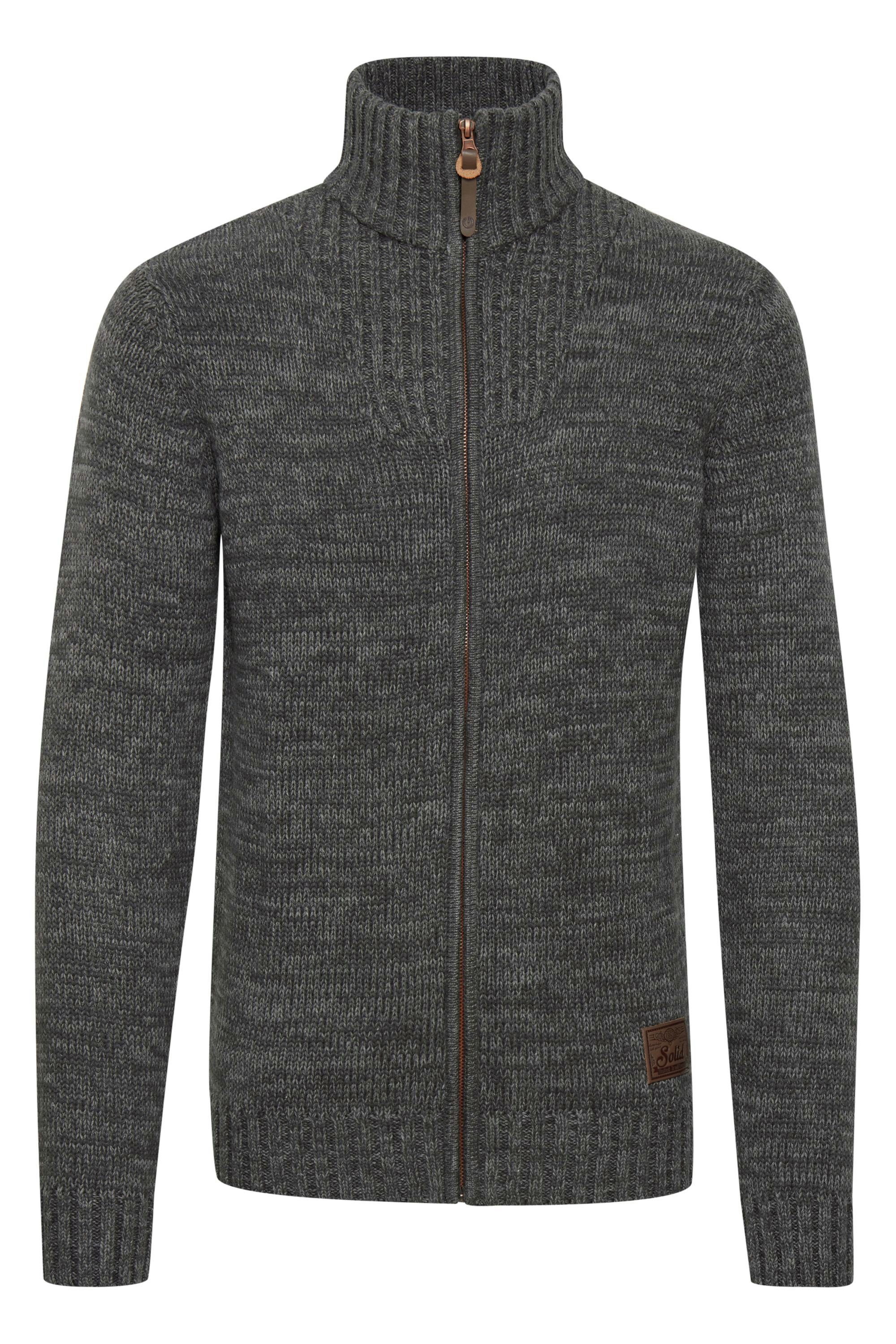 mit hochabschließendem Strickjacke !Solid (2890) Kragen Grey Cardigan Dark SDPomeroy