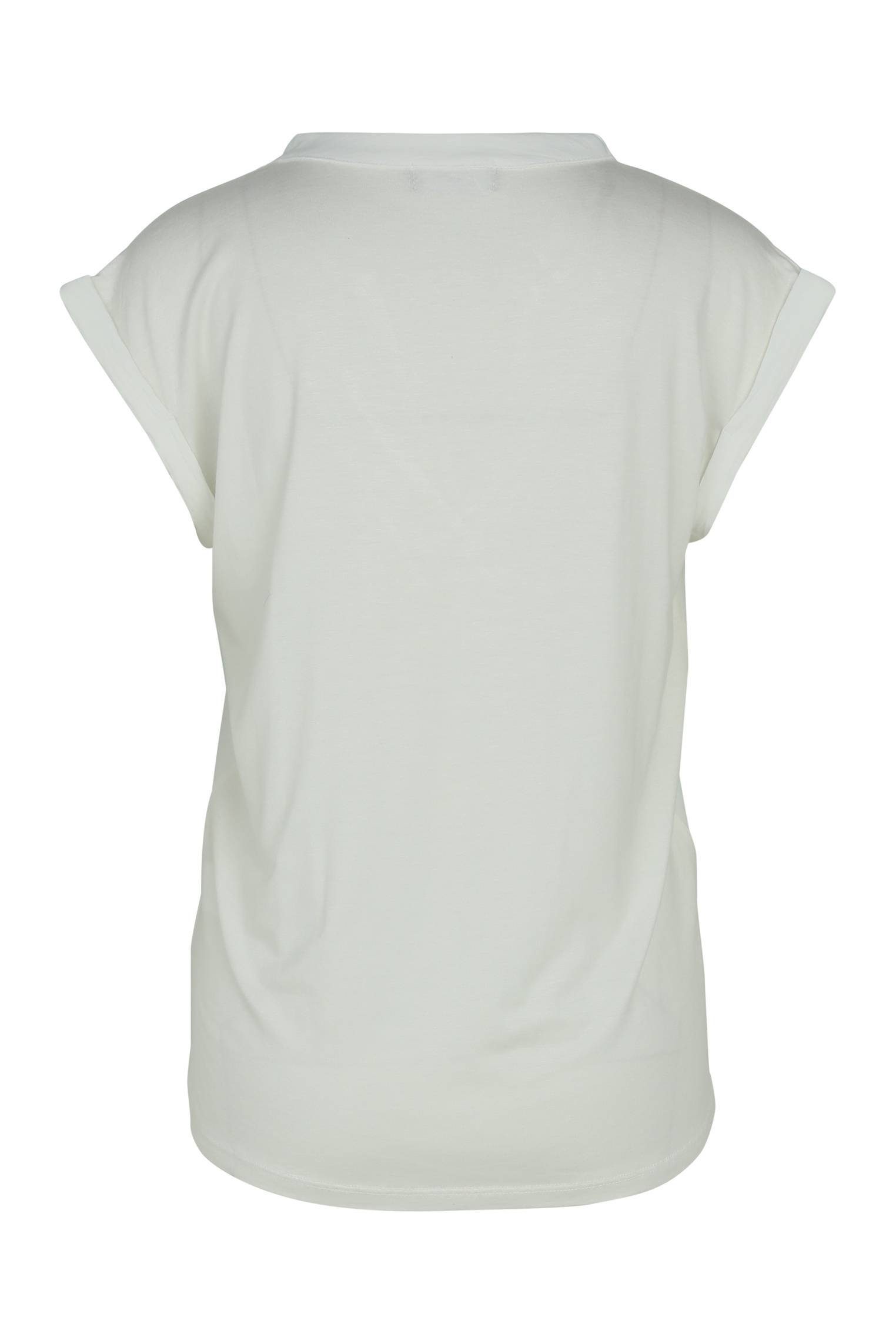Unifarbenes T-Shirt T-Shirt Cassis Mandarinkragen naturfarben Mit