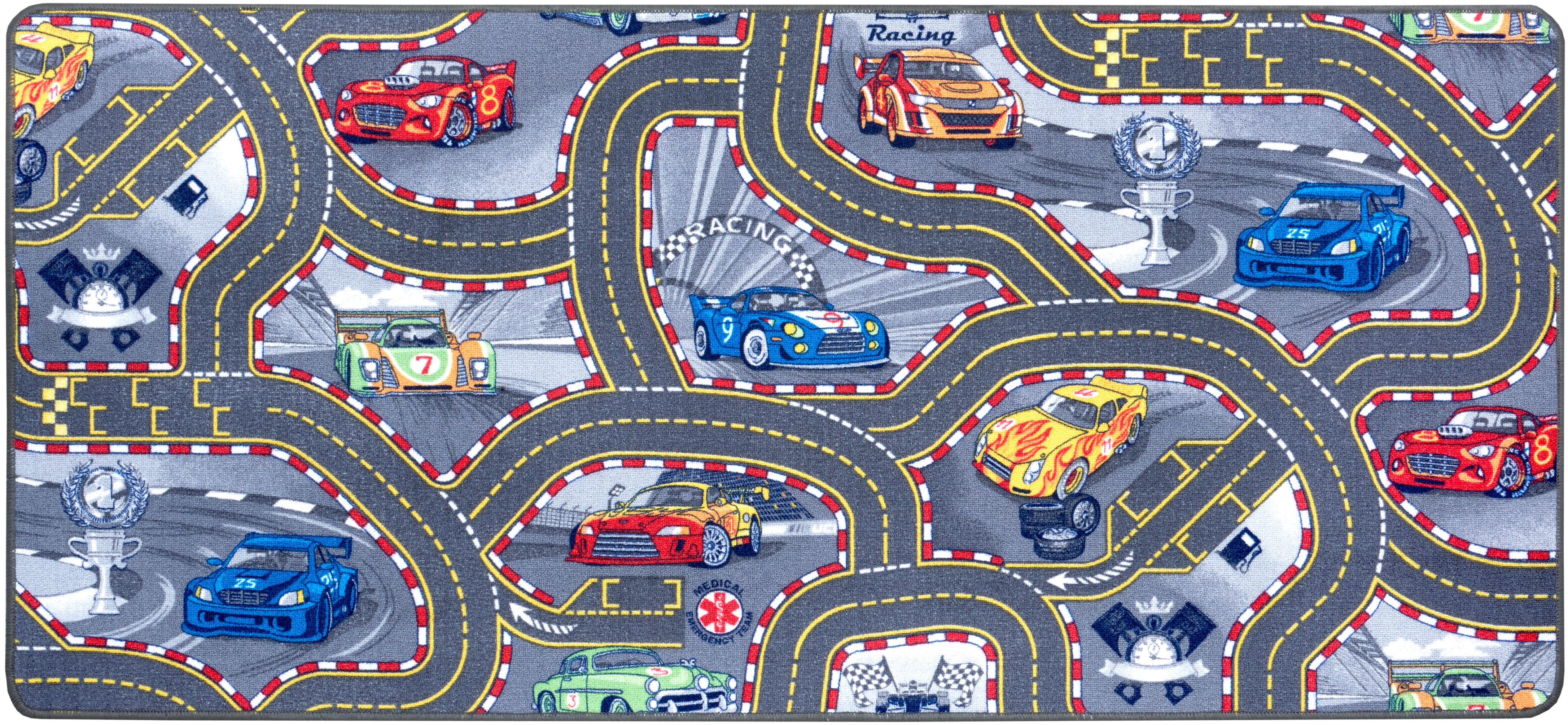 HANSE Home Kinderteppich Spielteppich Kinder, rechteckig, Höhe: 6,5 mm, Kurzflor, Kinderzimmer, Teppich, Auto, Straßen, Schlafzimmer