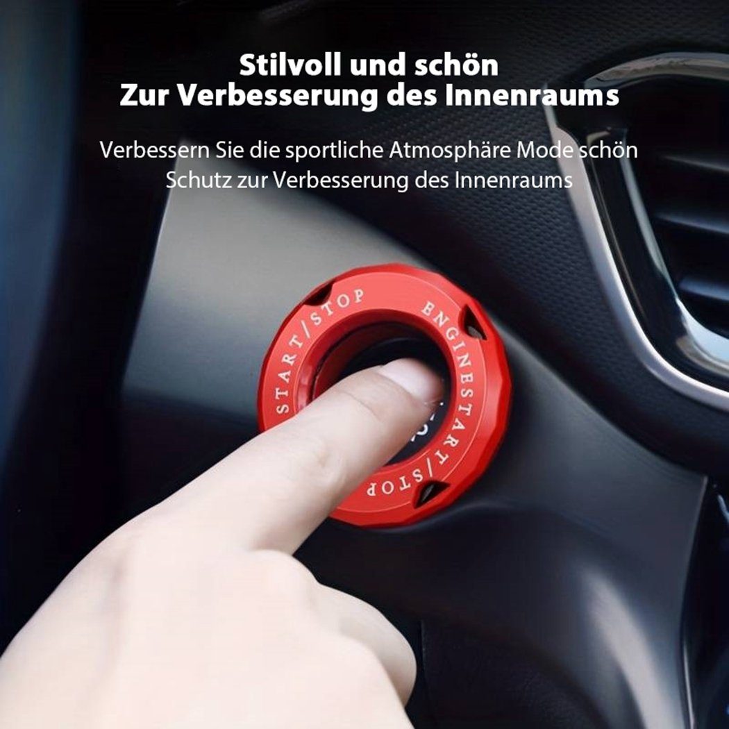 Schutzabdeckung, TUABUR Auto-One-Touch-Start-Zierring, Zündschalter Deko-Ringe versteckte Rot