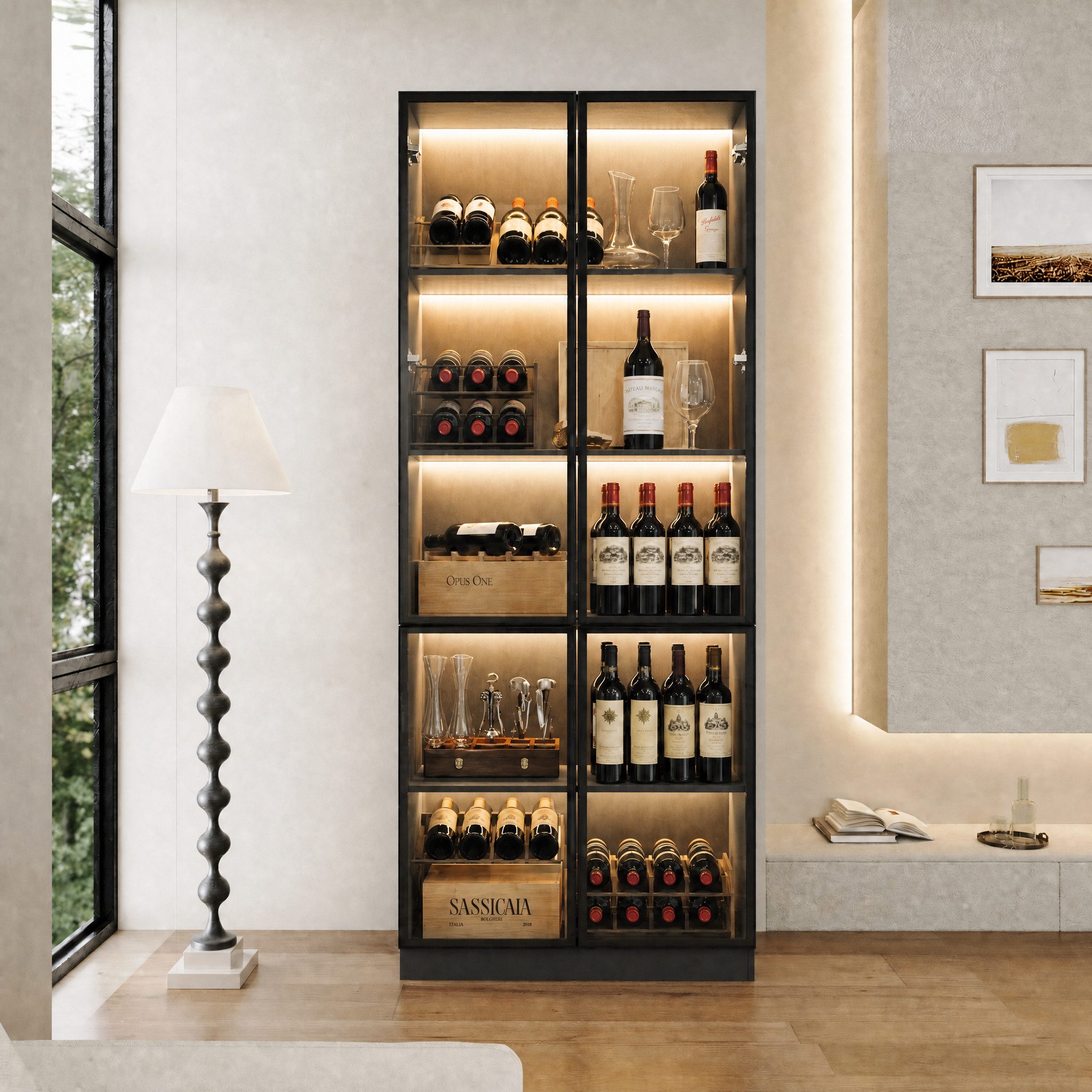 FUFU&GAGA Glasvitrine Sammelvitrine 165-200cm hoch, Vitrinenschrank mit LED Beleuchtung – Bild 2 von 5