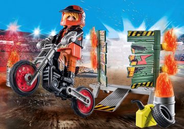 Playmobil® Konstruktions-Spielset Starter Pack, Stuntshow Motorrad mit Feuerwand (71256), Stuntshow, (29 St), Made in Europe