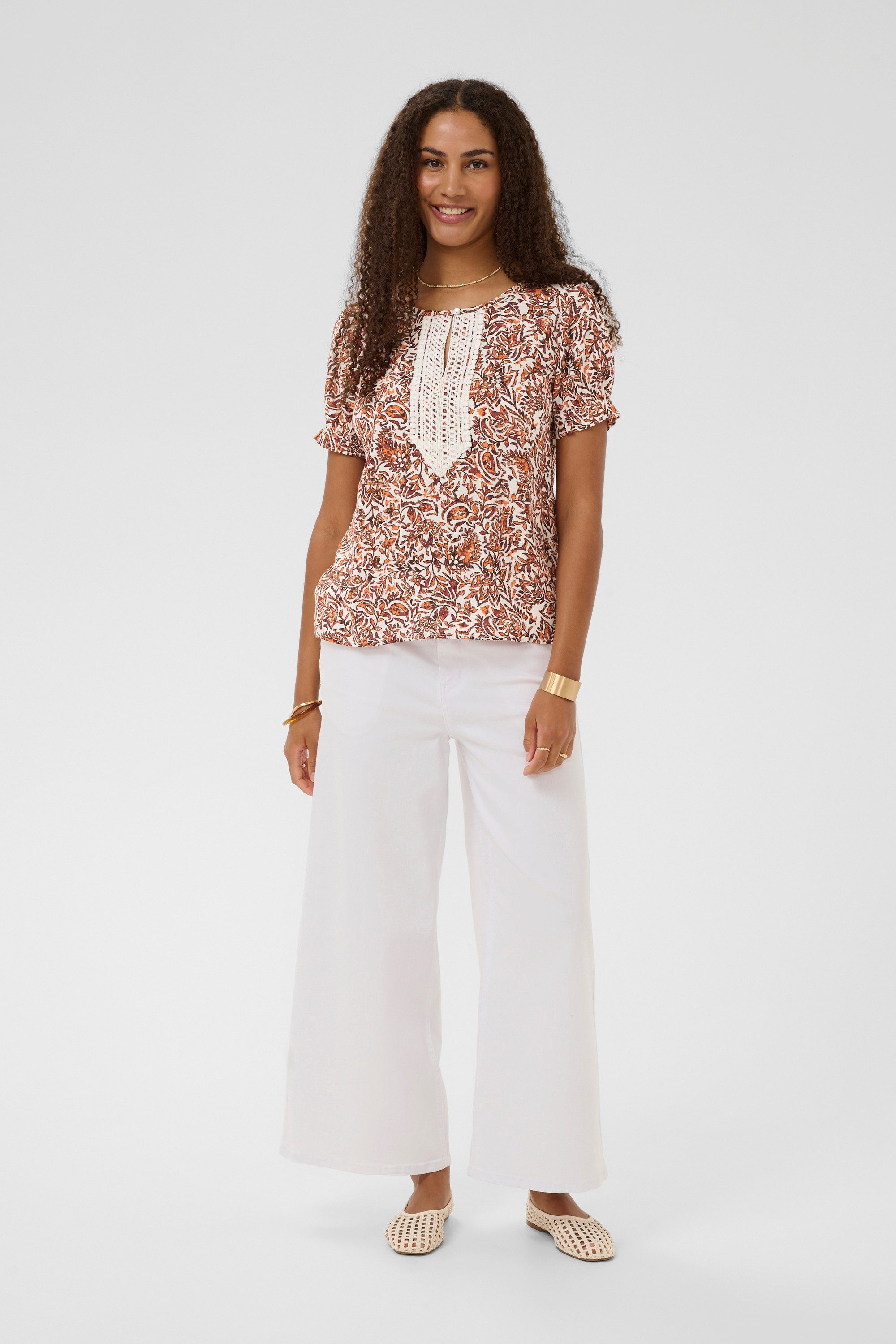 Cream Kurzarmbluse Kurzarm-Bluse CRTiah