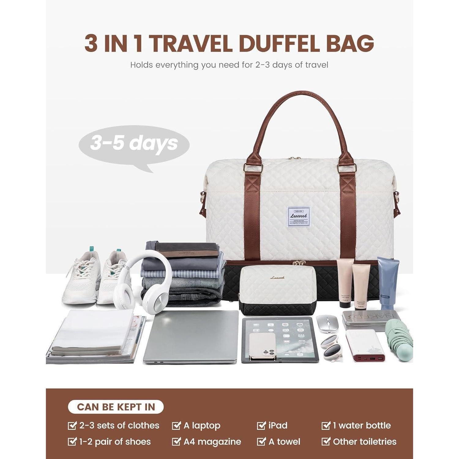 LuxusKollektion Reisetasche Reisetasche Handgepäck Damen Groß Sporttasche Schuhfach Carry On
