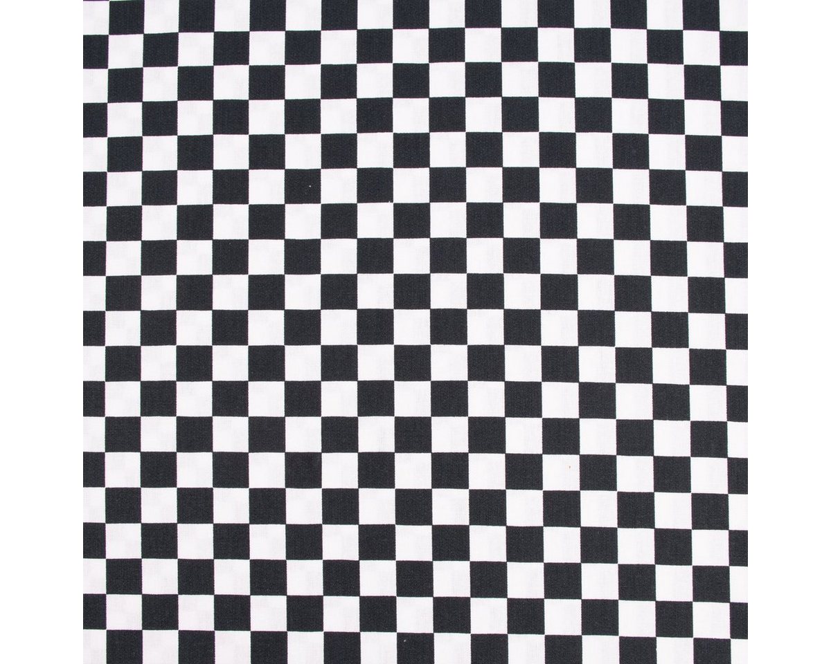 Thumbnail - SCHÖNER LEBEN. Stoff Baumwollstoff Popeline Racing Cars Finish Flag Karos schwarz weiß 1,4m, allergikergeeignet