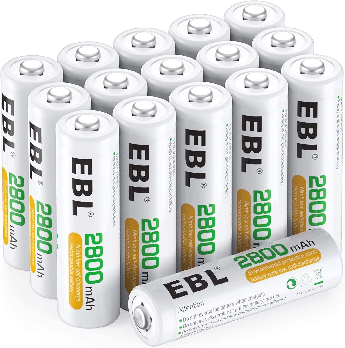 EBL AAA/AA/Baby C NiMH 1,2V V) (1,2 Block 2800mAh Batterien Wiederaufladbare Akku Volt 9 - Akku AA