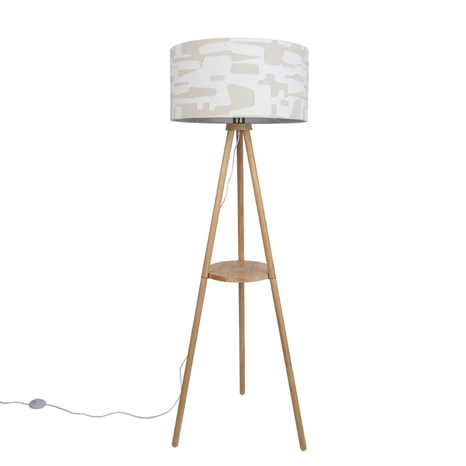 Qazqa Stehlampe Lou, ohne Leuchtmittel, Neutralweiß, QAZQA Stehlampe, e27, Naturel, Holz, Skandinavisch