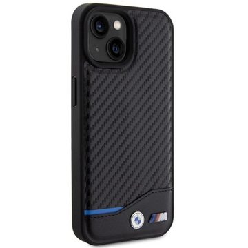 BMW Smartphone-Hülle BMW Apple iPhone 15 Schutzhülle Case Cover Leather Carbon Schwarz