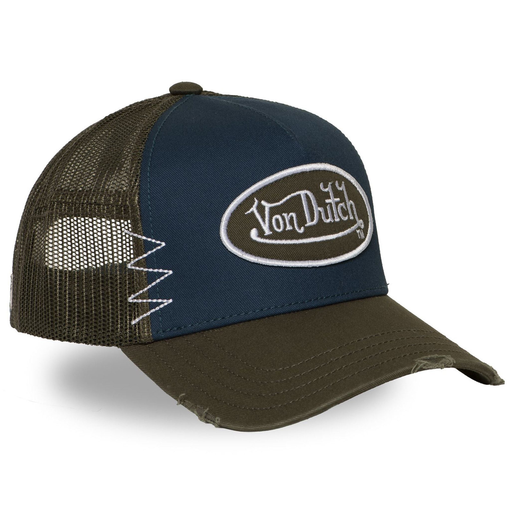Von Dutch Trucker Cap Von Dutch Originals Trucker Cap CALIFORNIA TWILL Used Dark Green Blue (Basecap, Basecap, Meshcap, Trucker Kappe) Used-Look
